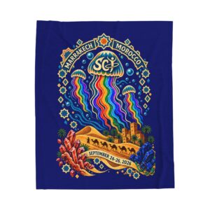 Velveteen Plush Blanket — Colorful Psychedelic Wave Crest Throw