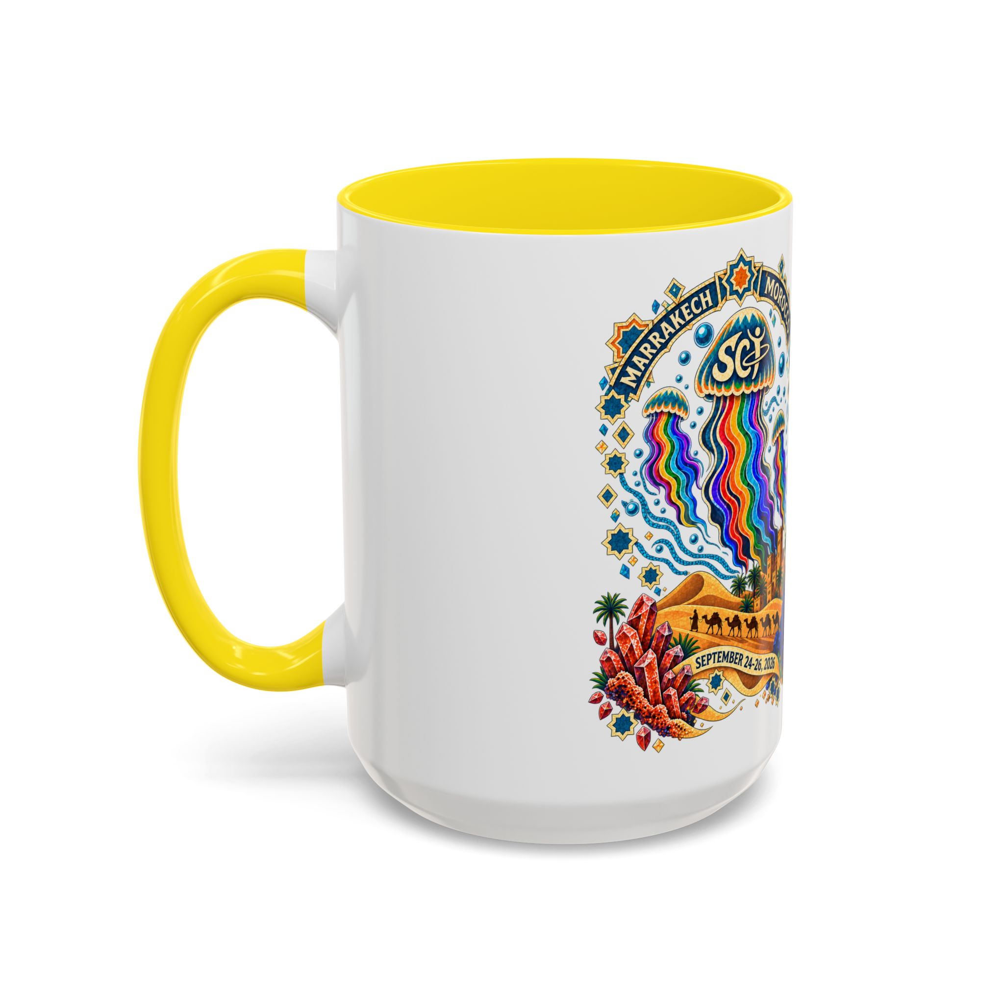 Marrakech Morocco Festival Coffee Mug — 'SC' Rainbow Desert Design (11/15oz) - Image 55