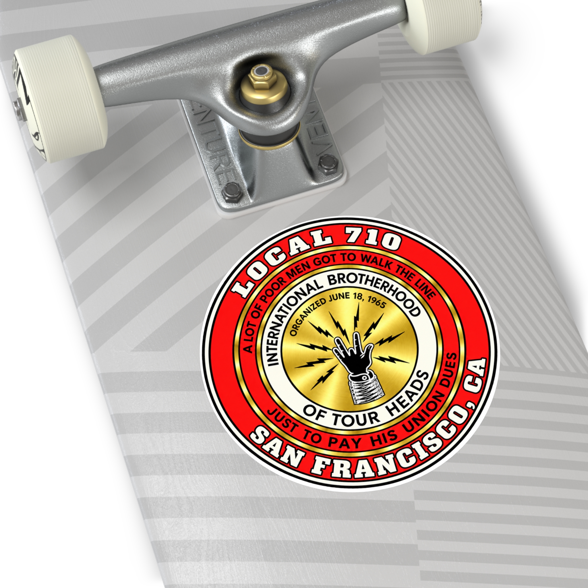 International Brotherhood of Tour Heads Round Vinyl Sticker — San Francisco Local 710 Band Logo - Image 16