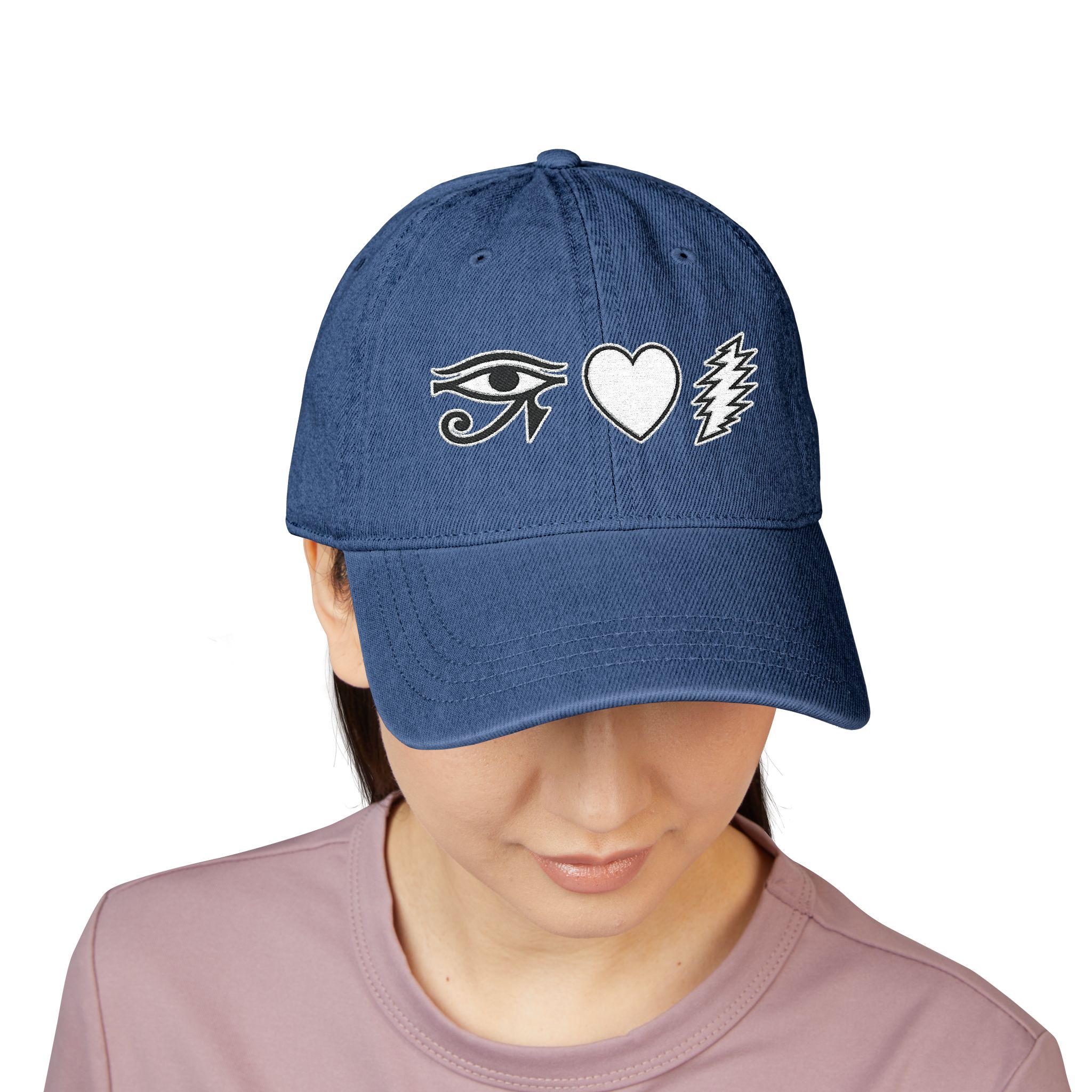 Embroidered Eye-Heart-Bolt Cotton Hat — Baseball Cap - Image 12