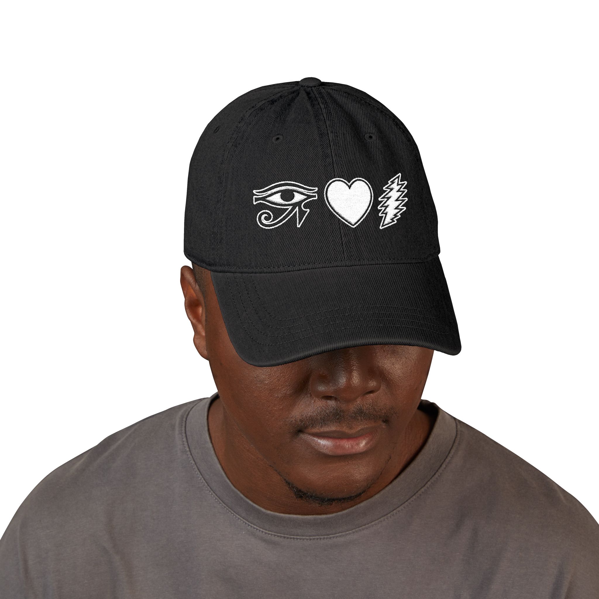 Embroidered Eye-Heart-Bolt Cotton Hat — Baseball Cap - Image 3