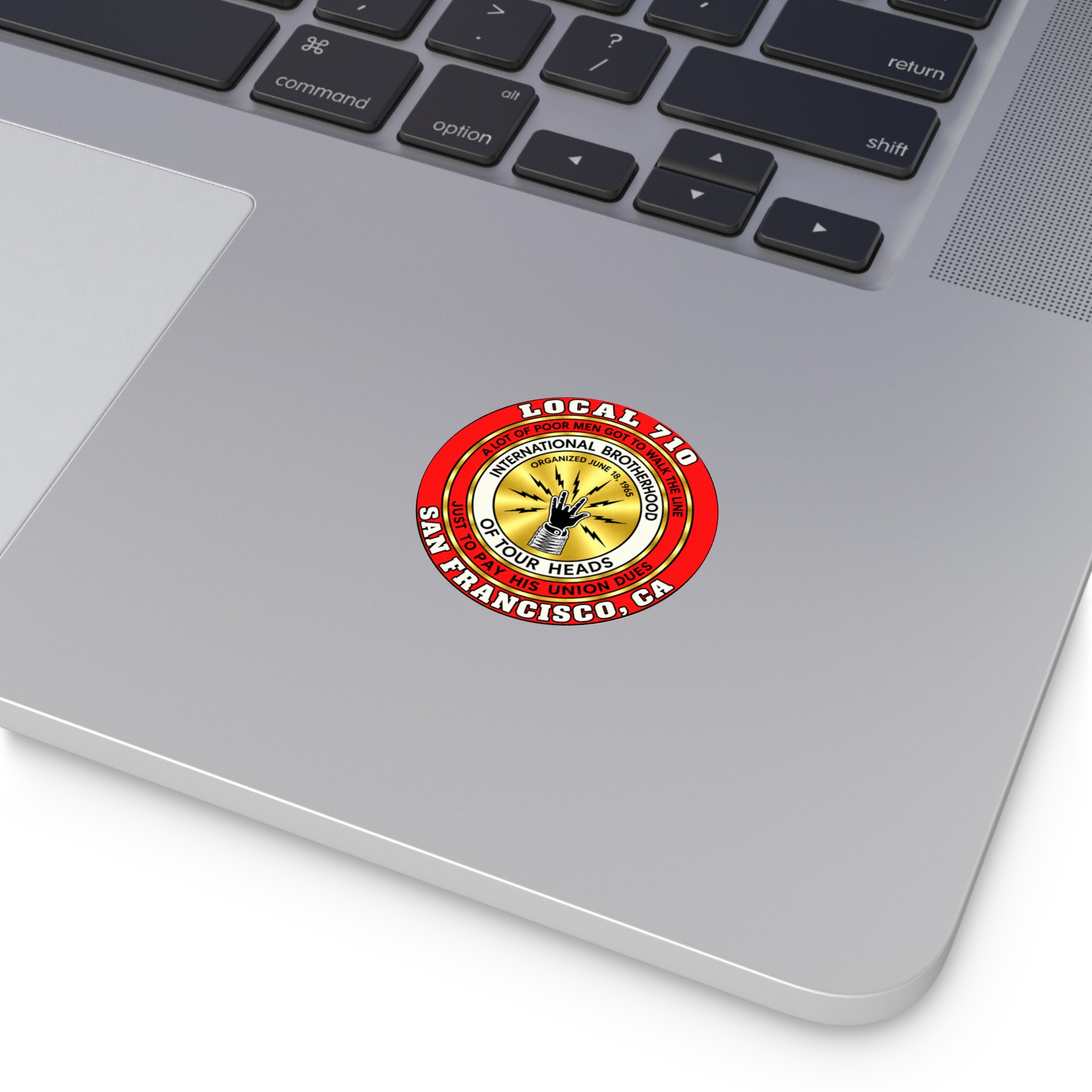 International Brotherhood of Tour Heads Round Vinyl Sticker — San Francisco Local 710 Band Logo - Image 4