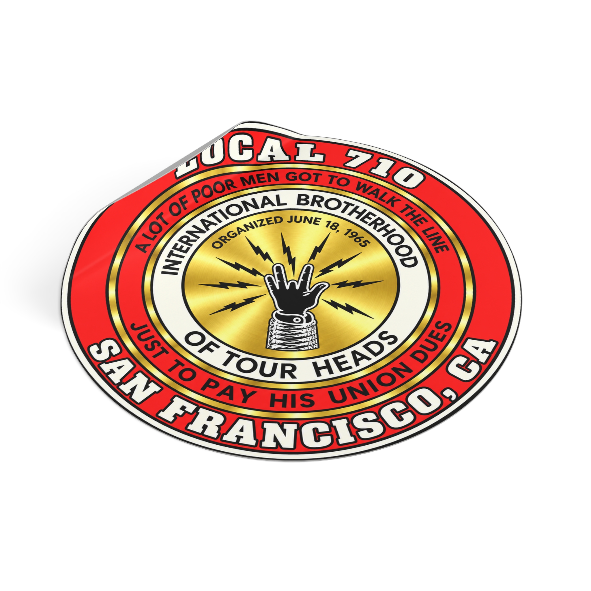 International Brotherhood of Tour Heads Round Vinyl Sticker — San Francisco Local 710 Band Logo - Image 6