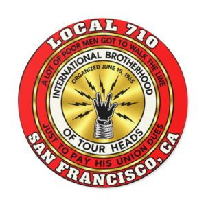 International Brotherhood of Tour Heads Round Vinyl Sticker — San Francisco Local 710 Band Logo
