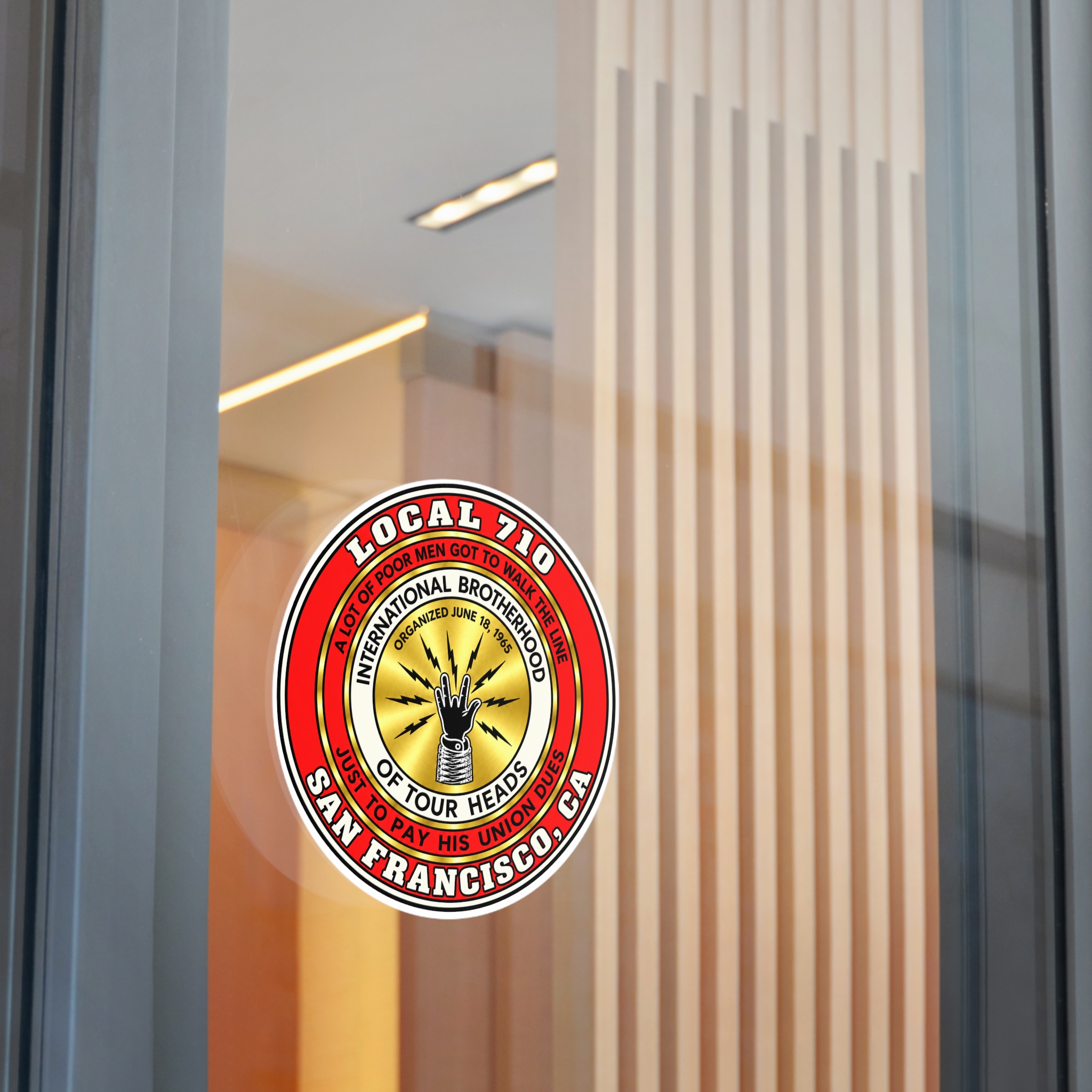 International Brotherhood of Tour Heads Round Vinyl Sticker — San Francisco Local 710 Band Logo - Image 19