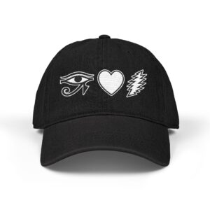 Embroidered Eye-Heart-Bolt Cotton Hat — Baseball Cap