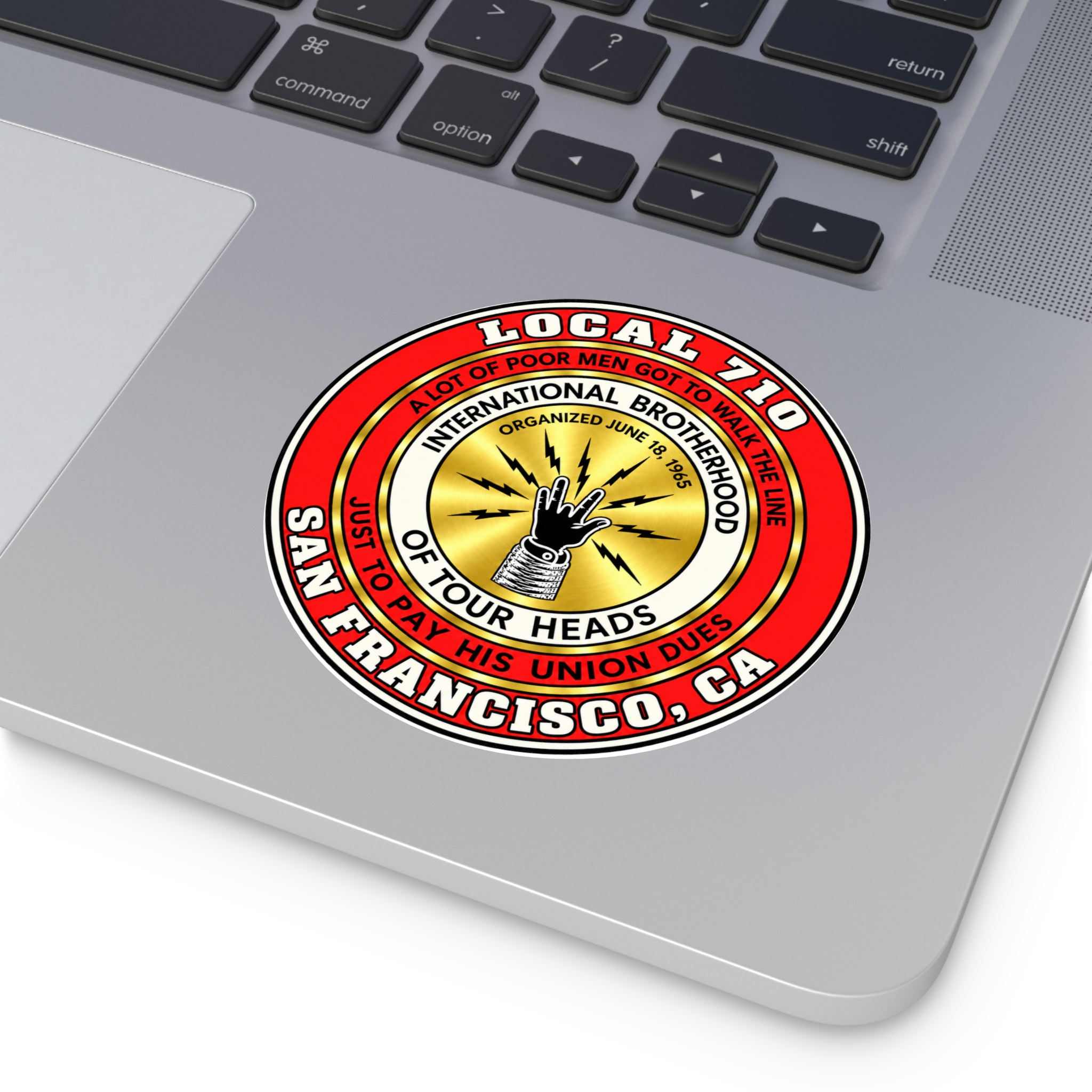 International Brotherhood of Tour Heads Round Vinyl Sticker — San Francisco Local 710 Band Logo - Image 12