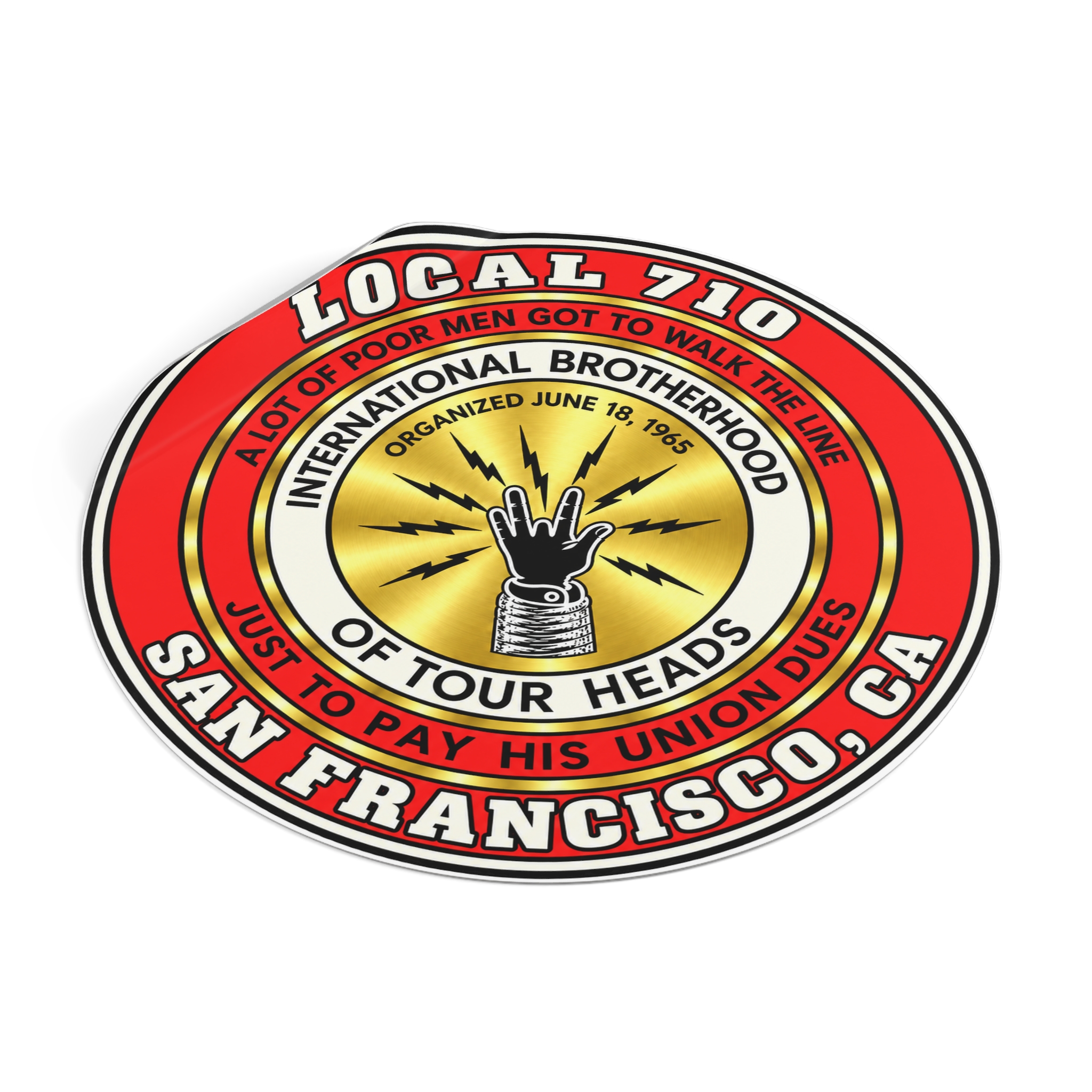 International Brotherhood of Tour Heads Round Vinyl Sticker — San Francisco Local 710 Band Logo - Image 10