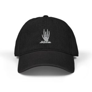 All the Years Combine — Jerry Skeleton Hand — Embroidered Denim Hat — Black Casual Dad Cap