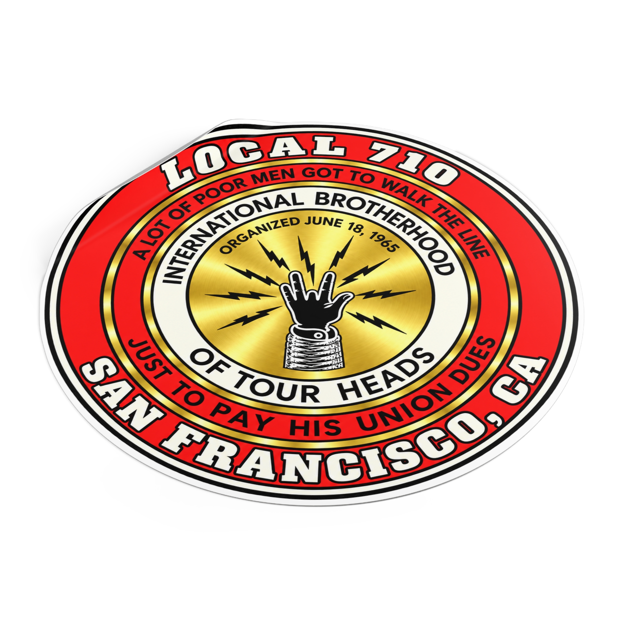 International Brotherhood of Tour Heads Round Vinyl Sticker — San Francisco Local 710 Band Logo - Image 14