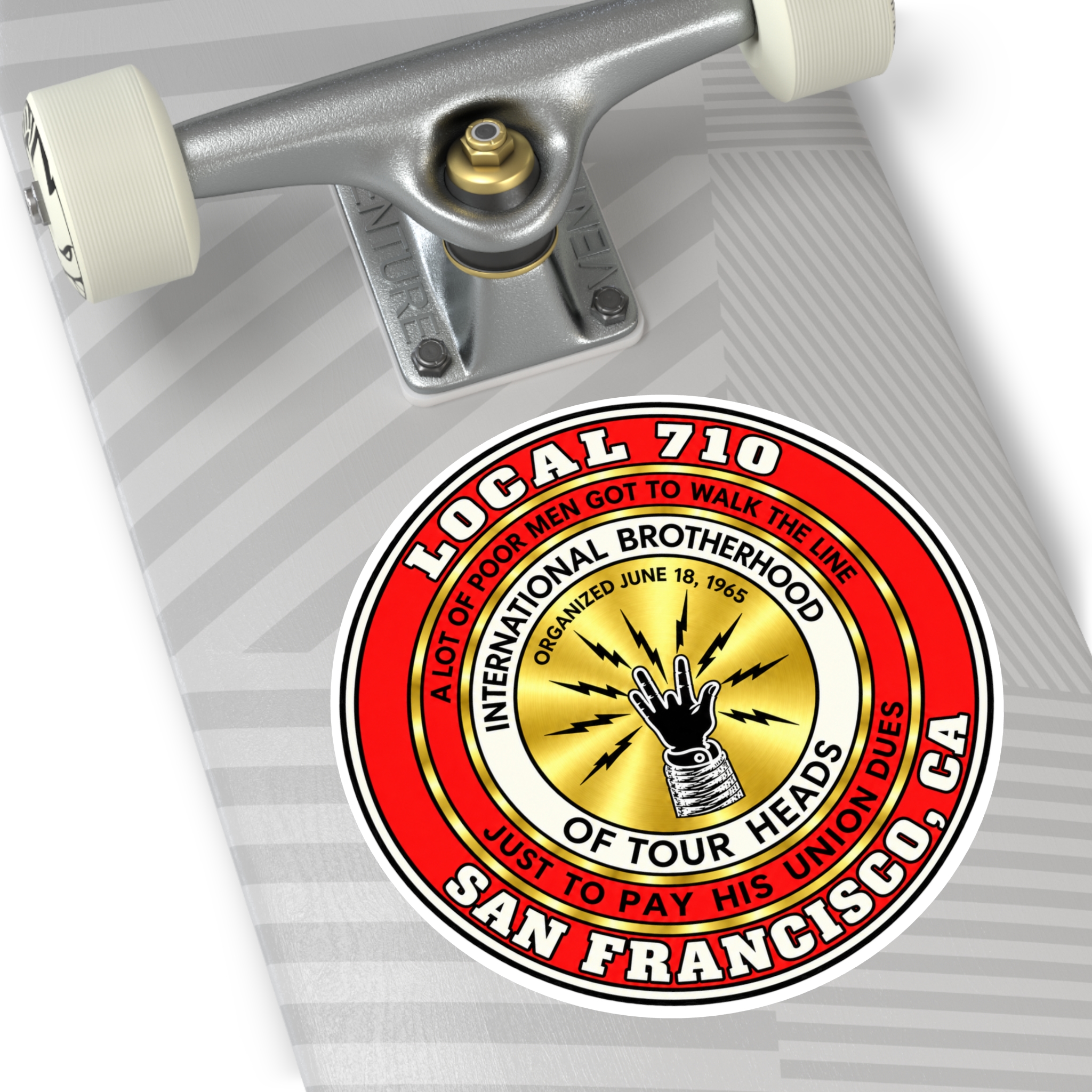 International Brotherhood of Tour Heads Round Vinyl Sticker — San Francisco Local 710 Band Logo - Image 20