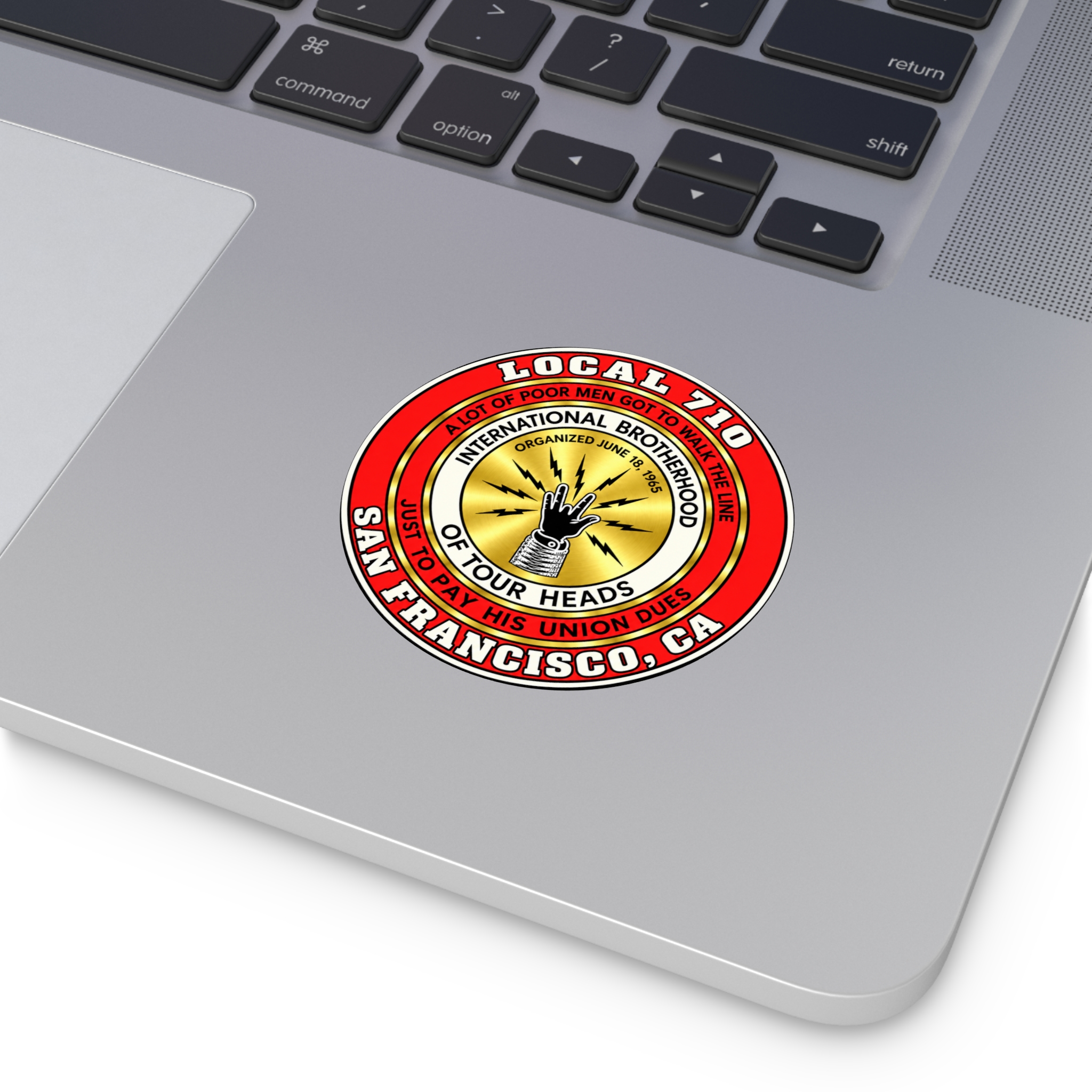 International Brotherhood of Tour Heads Round Vinyl Sticker — San Francisco Local 710 Band Logo - Image 8