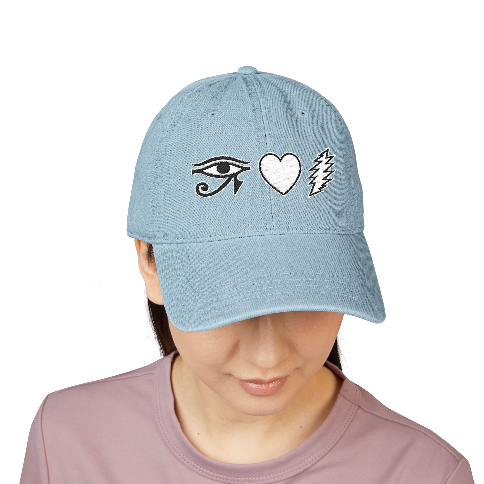 Embroidered Eye-Heart-Bolt Cotton Hat — Baseball Cap - Image 8