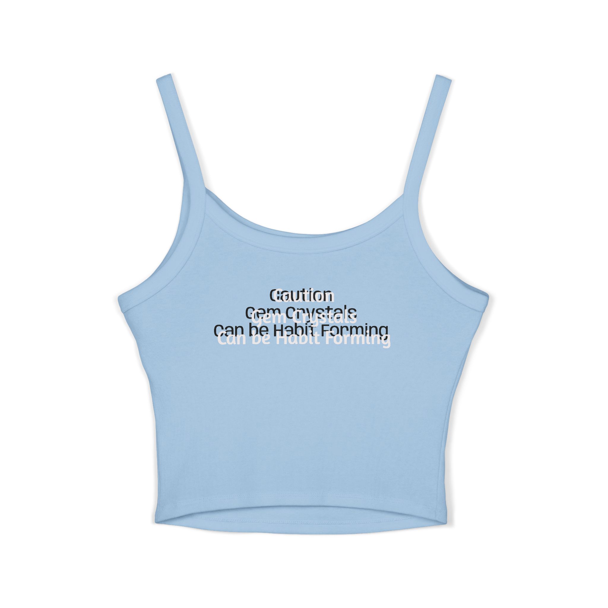 Caution Gem Crystals Can Be Habit Forming Crop Tank Top — Spaghetti Strap - Image 10