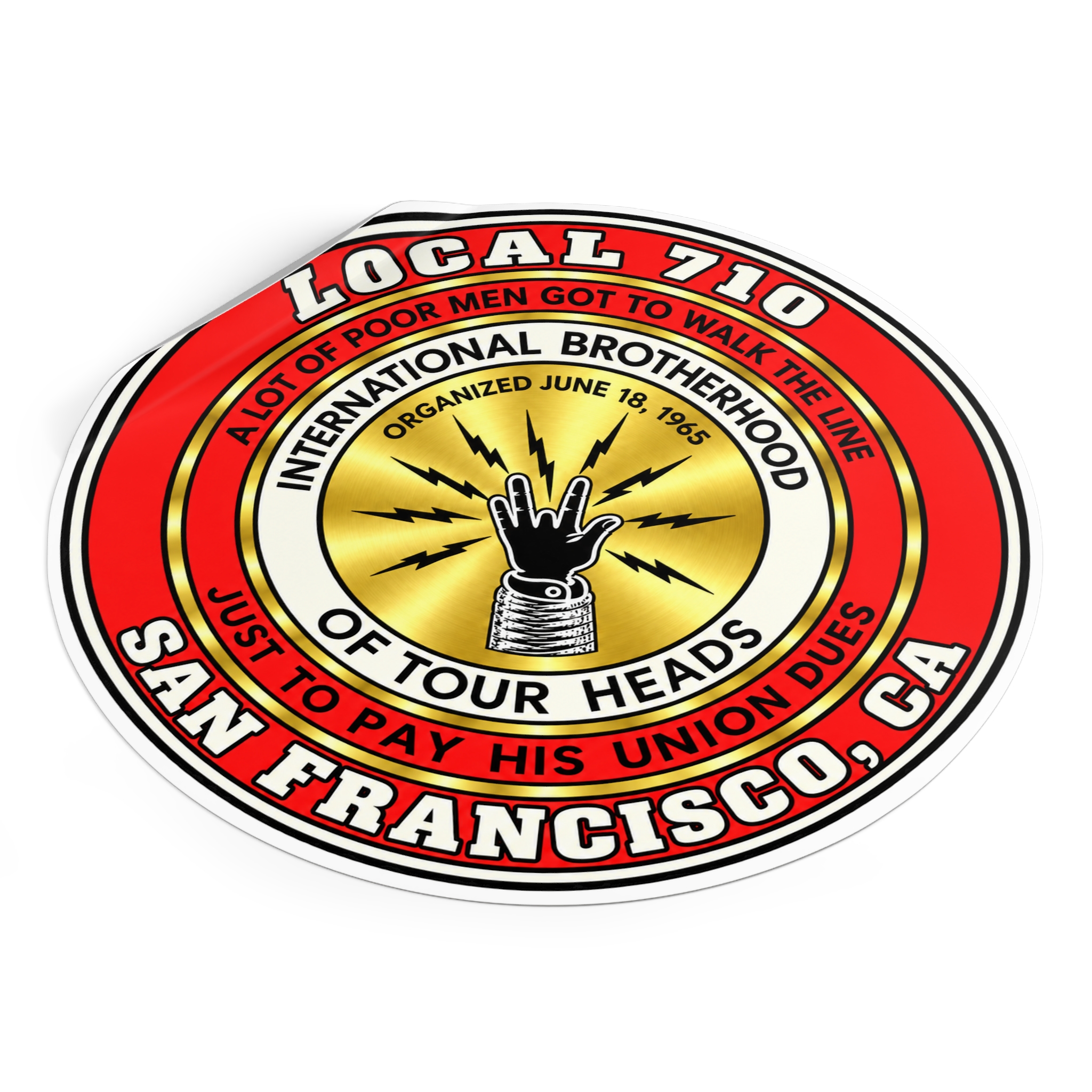 International Brotherhood of Tour Heads Round Vinyl Sticker — San Francisco Local 710 Band Logo - Image 18